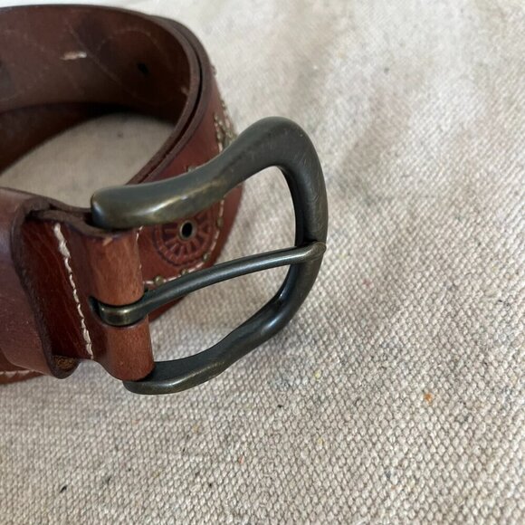 Fossil Woman's Leather Studded Boho Bohemian Festival Belt Sz LR - Picture 2 of 9